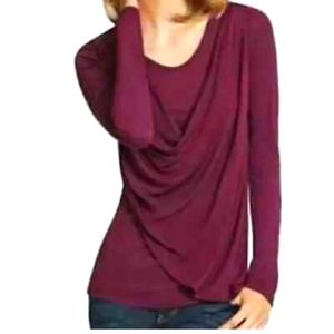 CAbi merlot long sleeve drape front top- XS